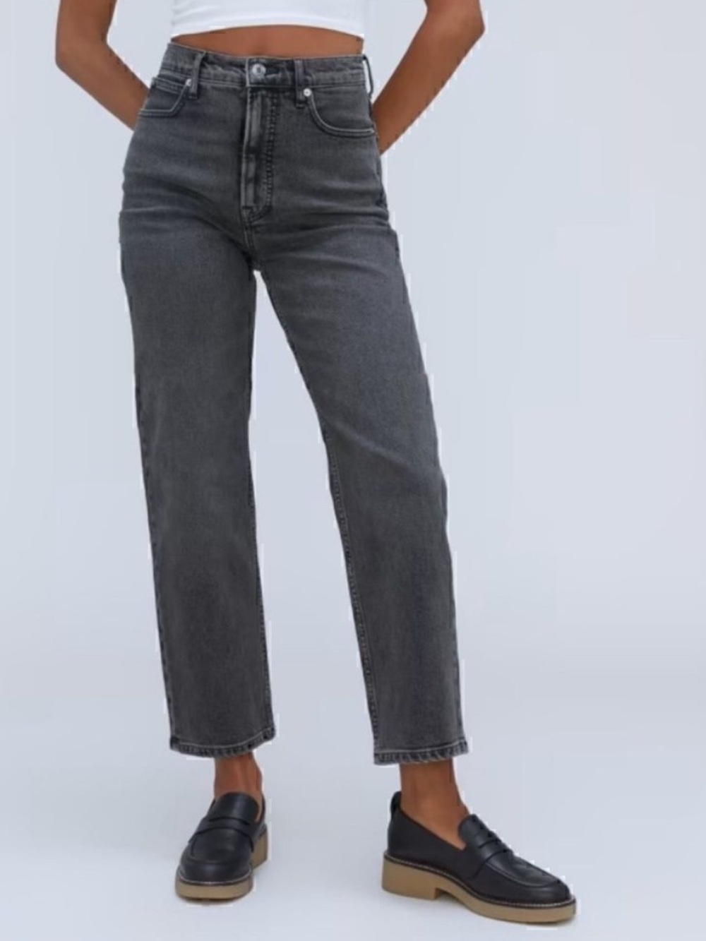 New Everlane The Way-High Straight Jean
 Washed Black Size 25 Long